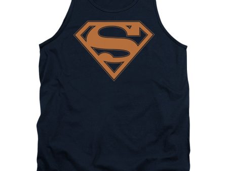 SUPERMAN : NAVY AND ORANGE SHIELD ADULT TANK NAVY XL Fashion