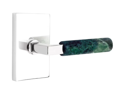 Emtek 5316.LSUS19.MRGN.LH Select Passage , Urban Modern Rosette , L-Square Stem , Green Marble Handle , LH For Discount